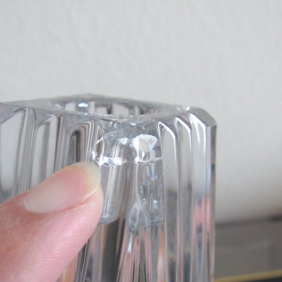 VINTAGE Glass Clear Crystal Lead Candlestick Holder Art Deco Collectable MCM - Picture 7 of 13